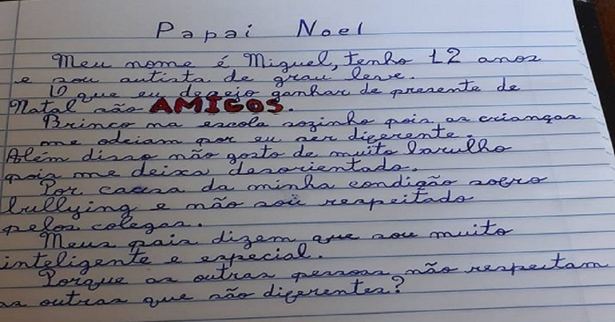 'Brinco na escola sozinho', diz menino autista que pede 